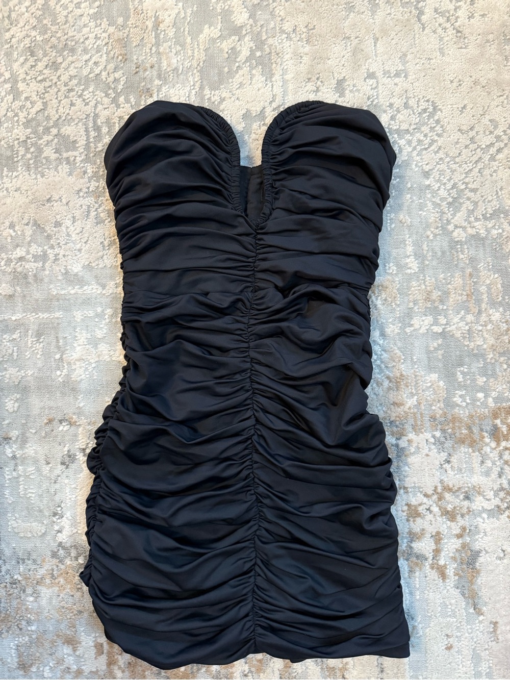 Bardot black ruched mini dress in size S